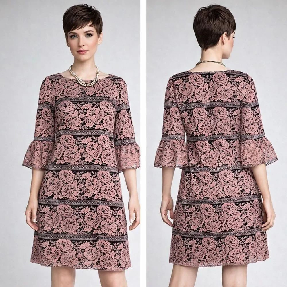NWT Eliza J. New York Lace Sheath Dress Bell Sleeves